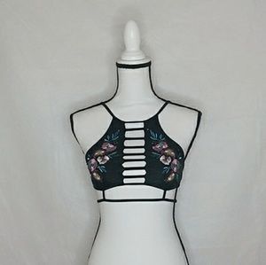 River Island Floral Embroidered Halter Top New 8